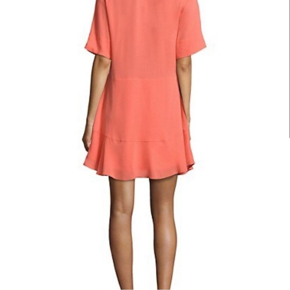 A.L.C. Delaney 100% Silk Plunge Ruffle V-Neck Mini Dress in Color Coral #2 - Picture 2 of 5